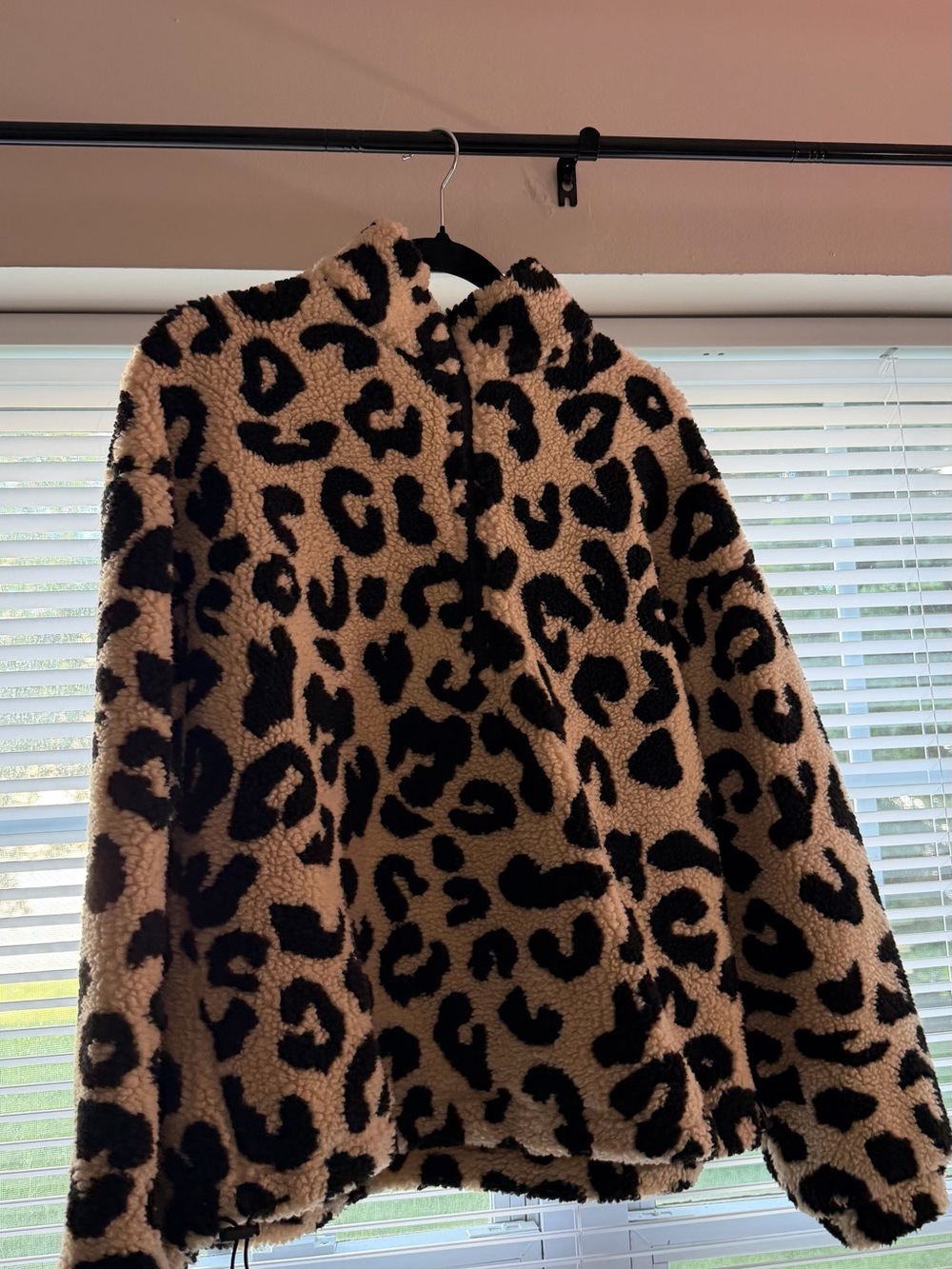 Leopard Sherpa Jacket - Tan & Black